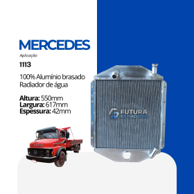 Radiador de água em 100% alumínio brasado para caminhão Mercedes 1113 fabricado pela Futura Radiadores.