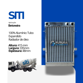 Radiador de óleo em 100% alumínio com tecnologia tubo expandido para betoneira SITI fabricado pela Futura Radiadores.