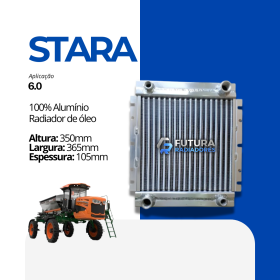 Radiador de óleo em 100% alumínio para máquina agrícola Stara Hercules 24.000C fabricado pela Futura Radiadores.