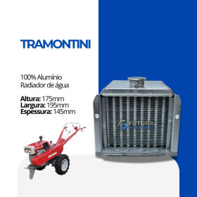 Radiador água microtrator Tramontini em 100% alumínio fabricado pela Futura Radiadores.