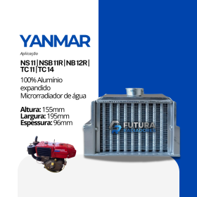 Microrradiador água Yanmar NS11 em 100% alumínio expandido fabricado pela Futura Radiadores.