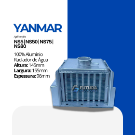 Radiador de água em 100% alumínio para motor Yanmar NS50 e NS75 fabricado pela Futura Radiadores.