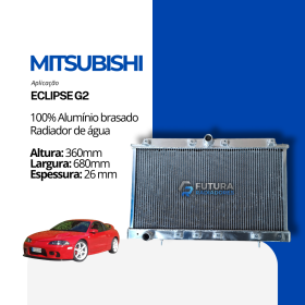 Radiador de água de alta performance em 100% alumínio brasado para Mitsubishi Eclipse G2 fabricado pela Futura Radiadores.