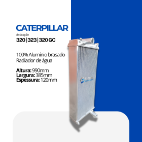Radiador água Caterpillar 320 em 100% alumínio brasado fabricado pela Futura Radiadores.