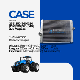 Radiador de água em 100% alumínio para trator Case Magnum 235 a 370 fabricado pela Futura Radiadores.