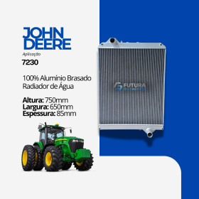 Radiador água John Deere 7230 em 100% alumínio brasado fabricado pela Futura Radiadores.