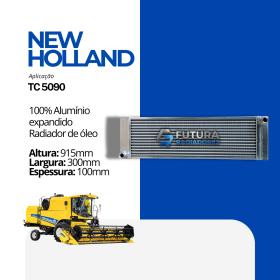 Radiador de óleo fabricado em 100% alumínio expandido para colheitadeira New Holland TC 5090 pela Futura Radiadores.