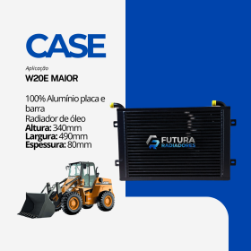 Radiador de óleo em 100% alumínio placa e barra para pá carregadeira Case W20E maior fabricado pela Futura Radiadores.